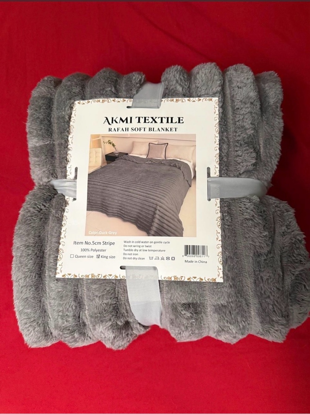 AKMI TEXTILE SOFT BLANKET Gray Plush Blanket NWT